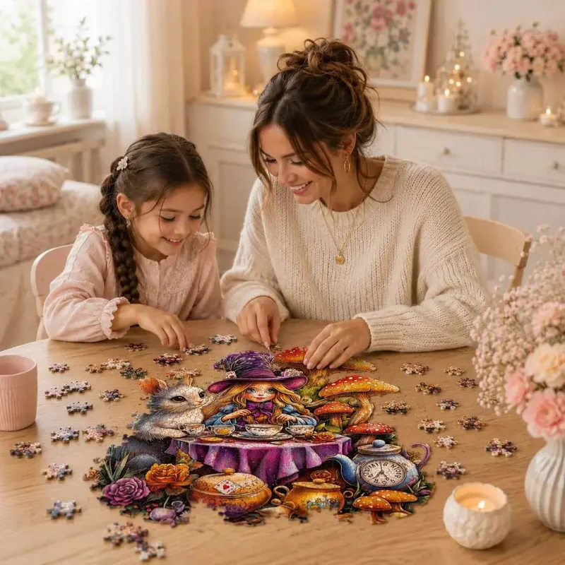 Puzzle Bois Lapin Blanc Féerique