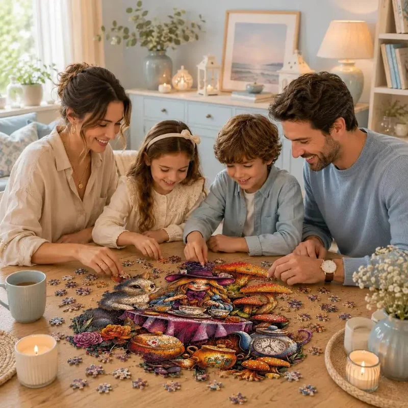 Puzzle Bois Lapin Blanc Féerique