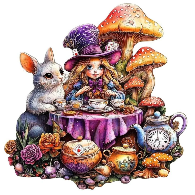 Puzzle Bois Lapin Blanc Féerique