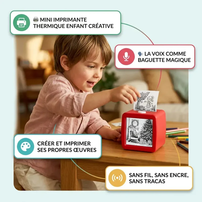 Imprimante Thermique Enfant sans Encre – Commande Vocale