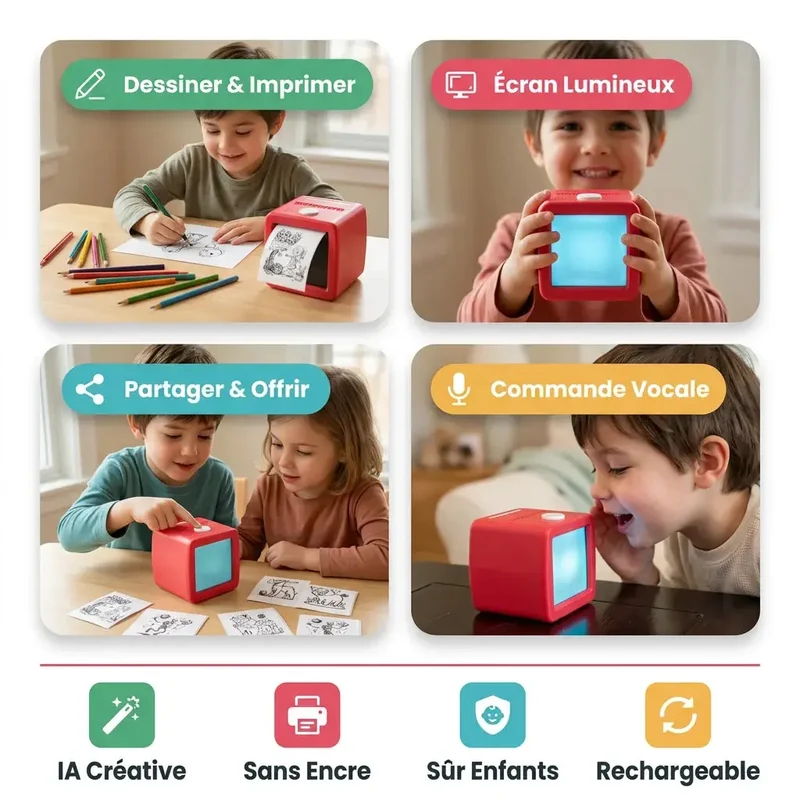 Imprimante Thermique Enfant sans Encre – Commande Vocale