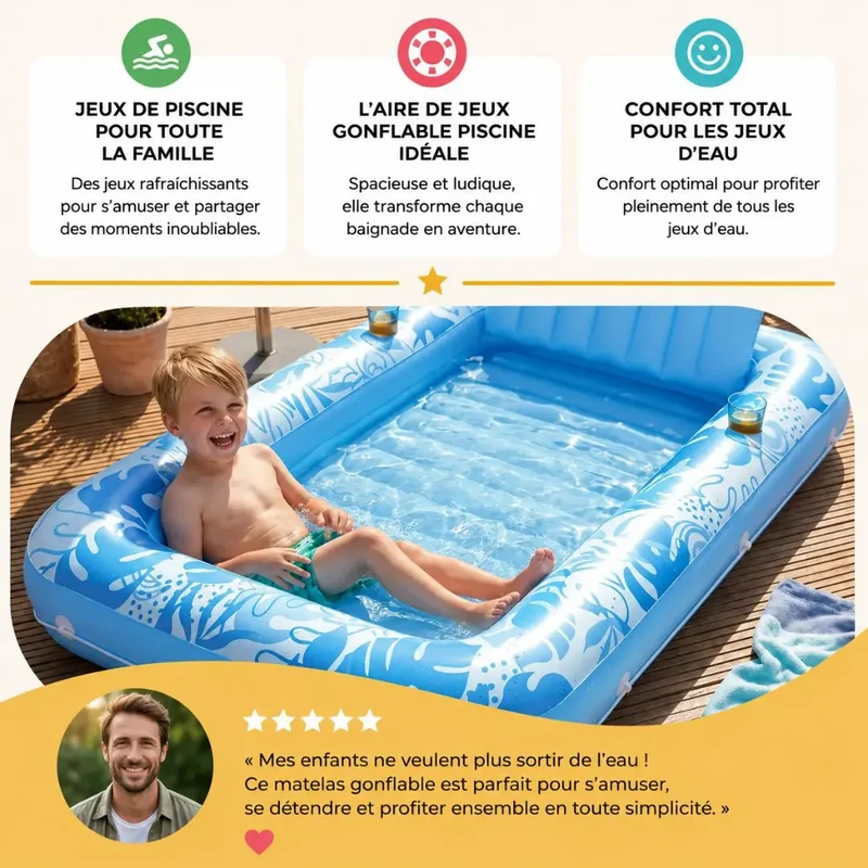 Matelas Gonflable Piscine XXL Enfant – Jeux d’Eau Été