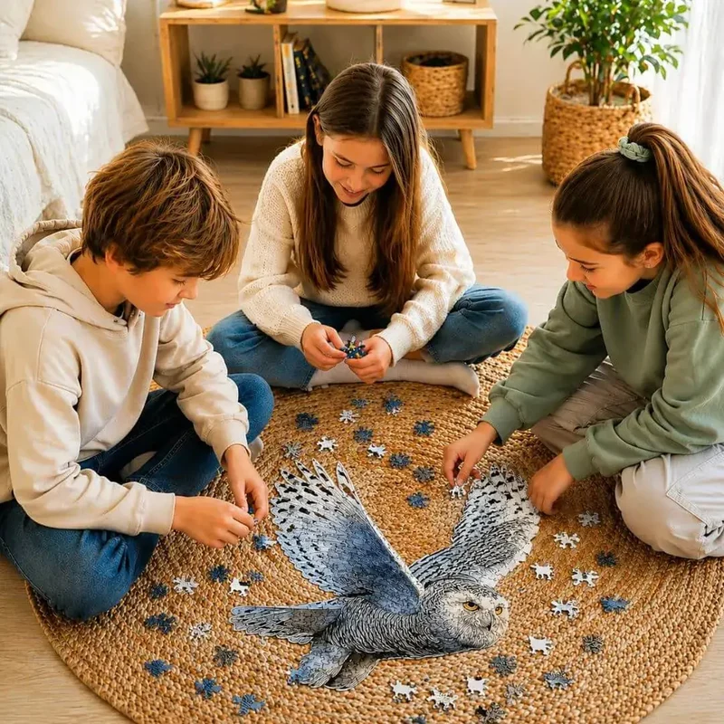 Puzzle Bois Chouette Polaire Élégante – Puzzle 2D Enfant & Adulte
