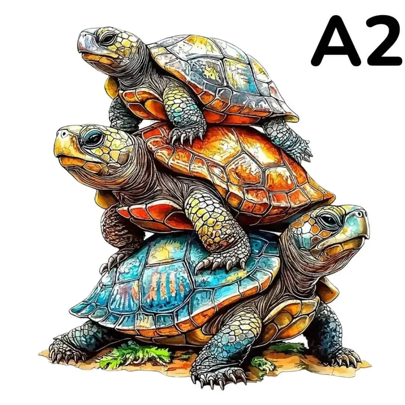 Puzzle Bois Tortues Océanes Colorées