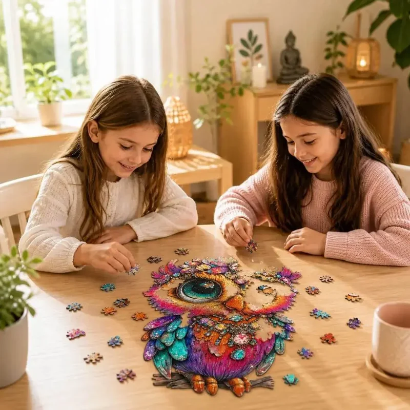 Puzzle Bois Chouette Colorée – Puzzle 2D à Assembler
