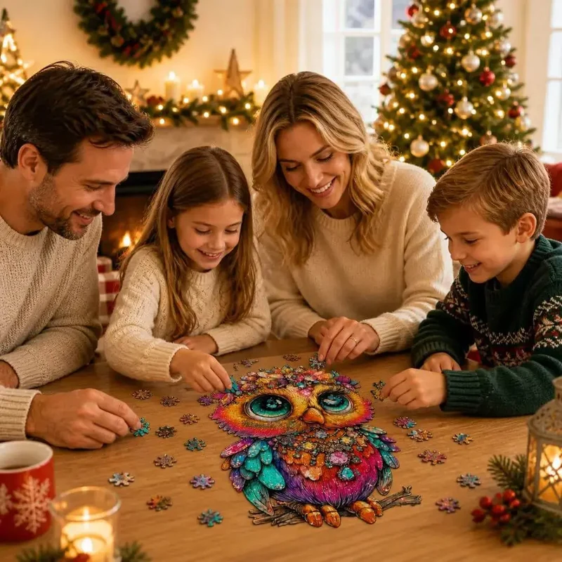 Puzzle Bois Chouette Colorée – Puzzle 2D à Assembler