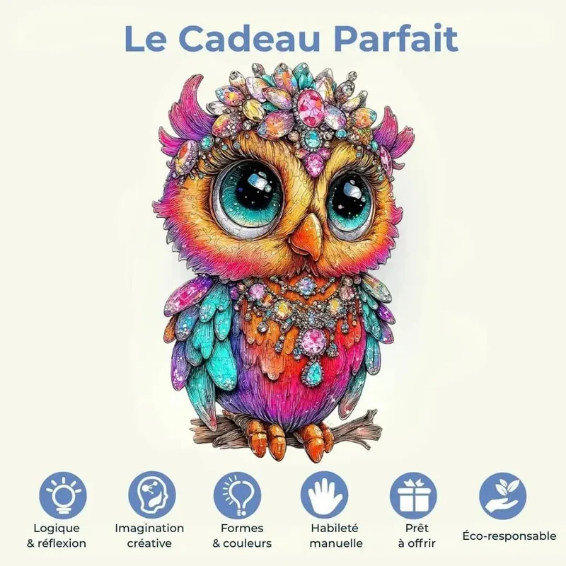 Puzzle Bois Chouette Colorée – Puzzle 2D à Assembler