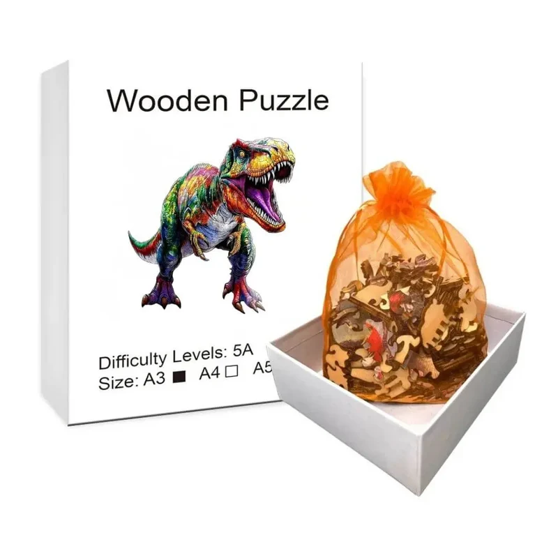 Puzzle Bois Dinosaure Coloré – Puzzle 2D à Assembler
