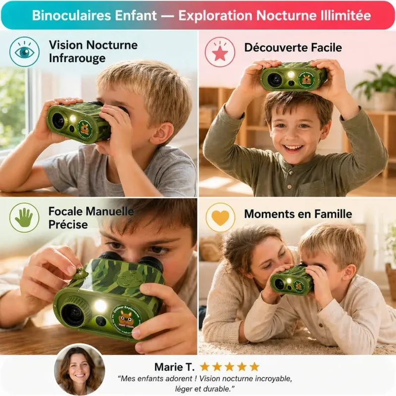 Lunettes Vision Nocturne Enfant – 48MP – 2.5K Vidéo