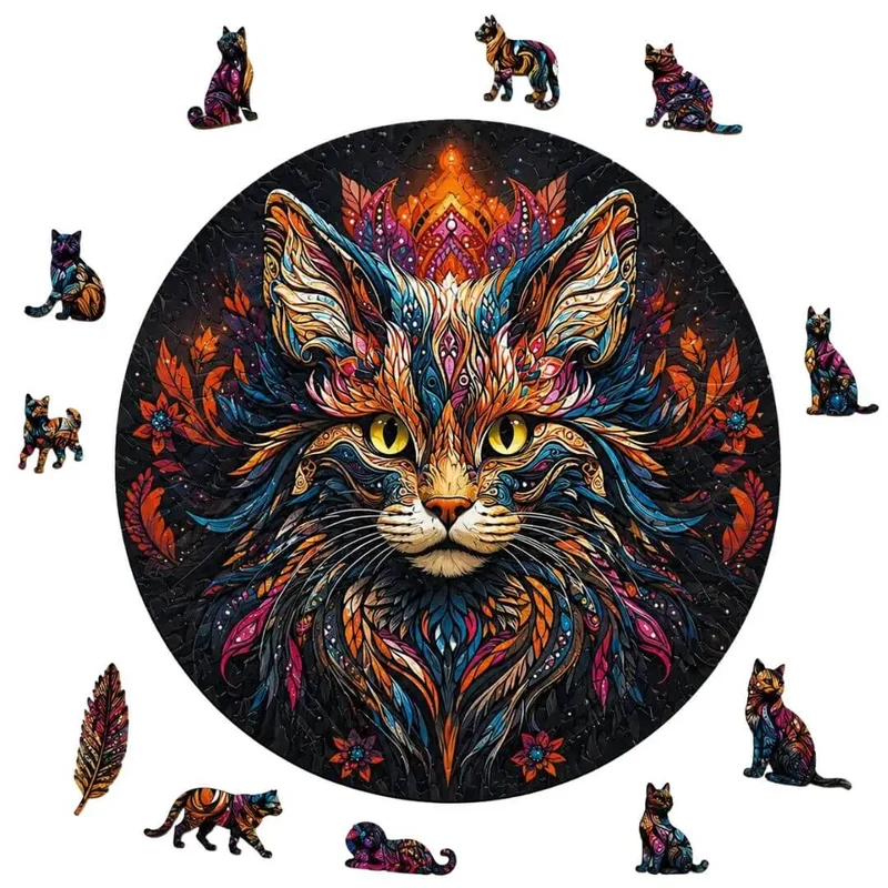 Puzzle Bois Chat Maine Coon Mystique