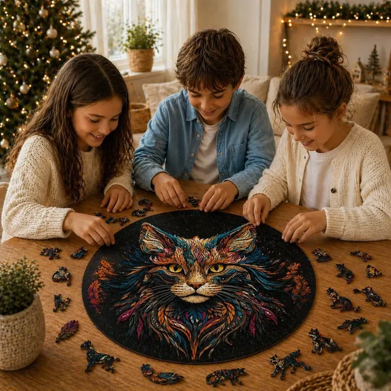 Puzzle Bois Chat Maine Coon Mystique