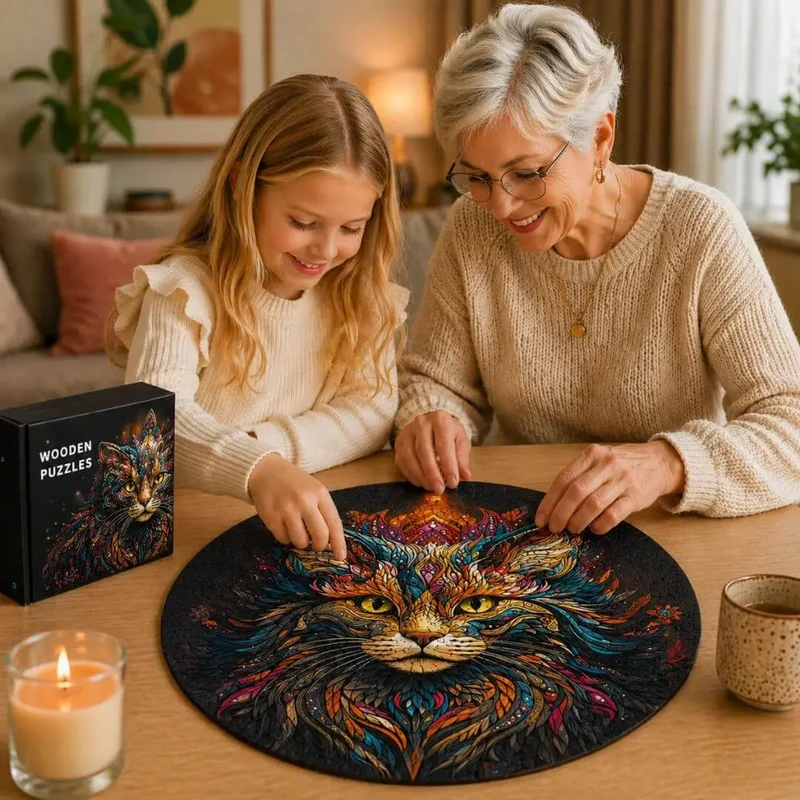 Puzzle Bois Chat Maine Coon Mystique