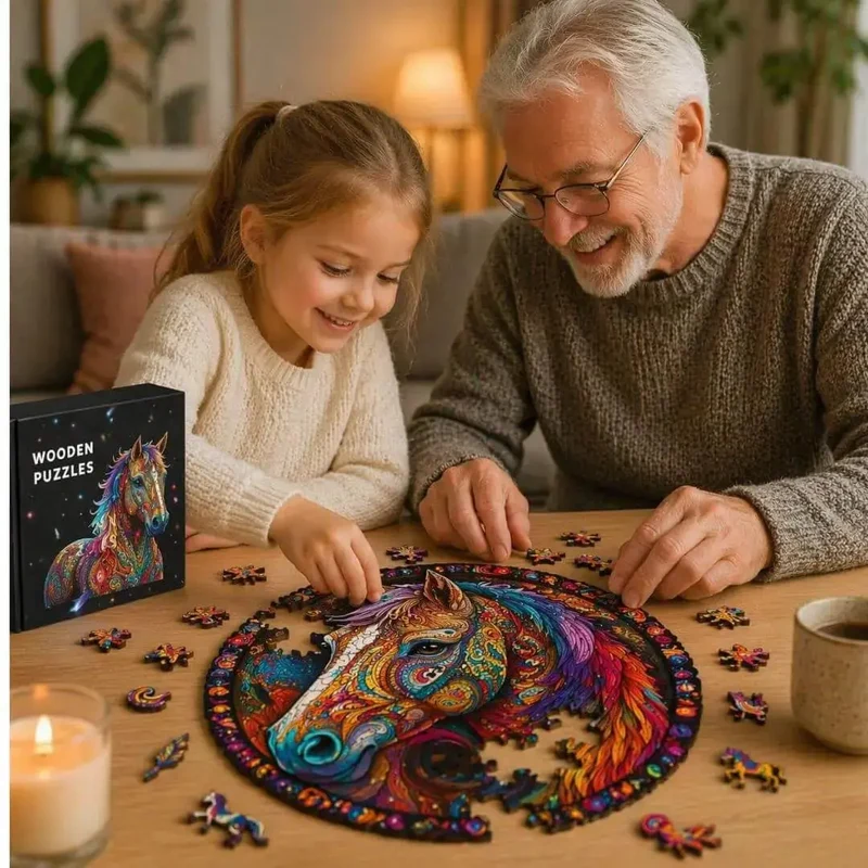 Puzzle Bois Cheval Mandala Coloré