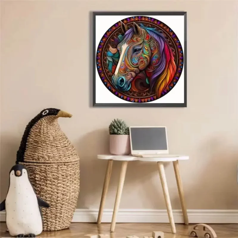 Puzzle Bois Cheval Mandala Coloré