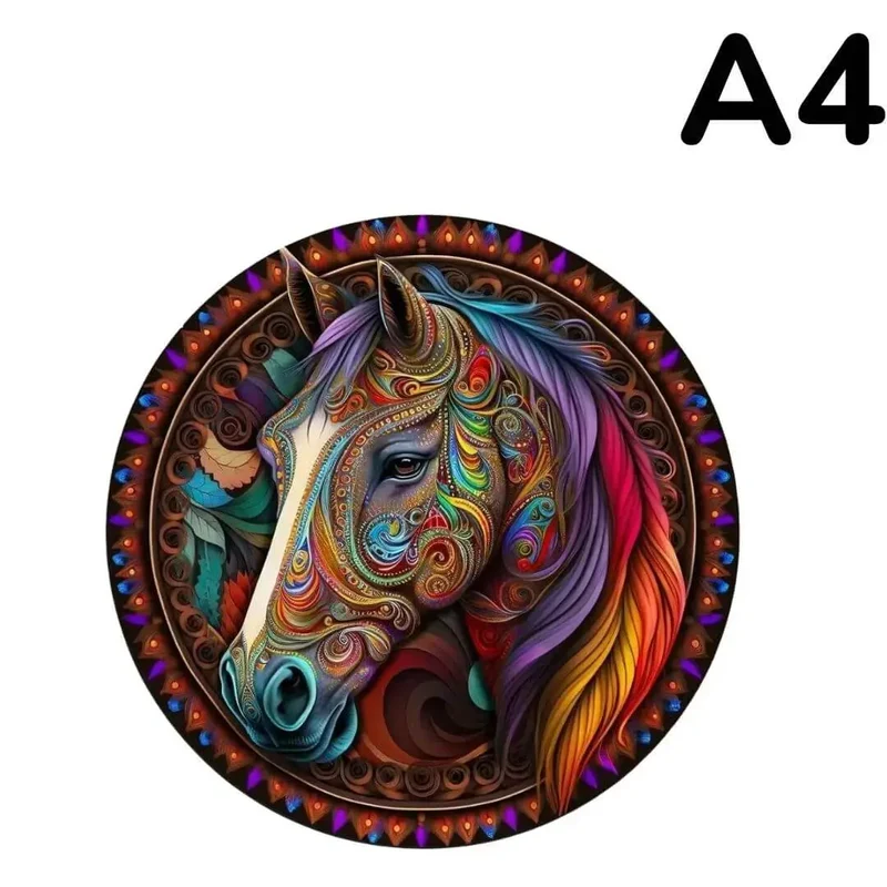 Puzzle Bois Cheval Mandala Coloré