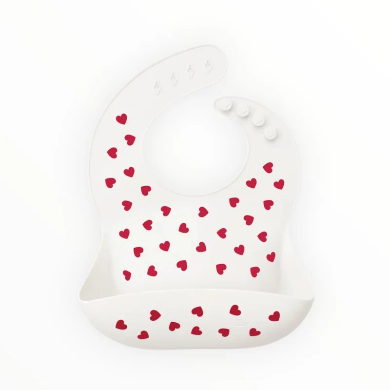 Bavoir en silicone | Coeurs rouge