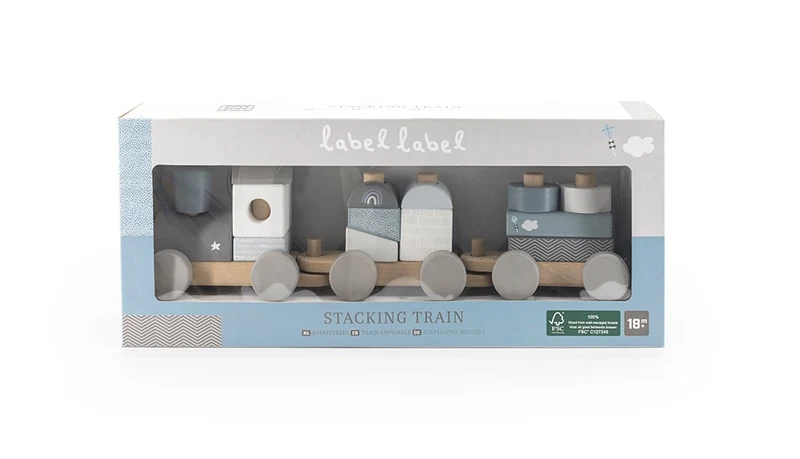 Label Label - Train empilable en bois - Bleu 👶1 an+