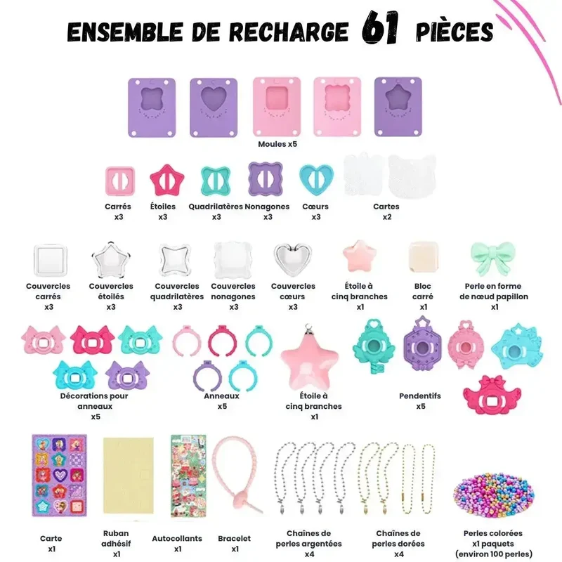 Kit de Recharge Bijoux – 61 Pièces Créatives | Dès 5 ans