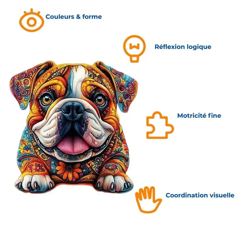 Puzzle en Bois Chien Bouledogue Anglais