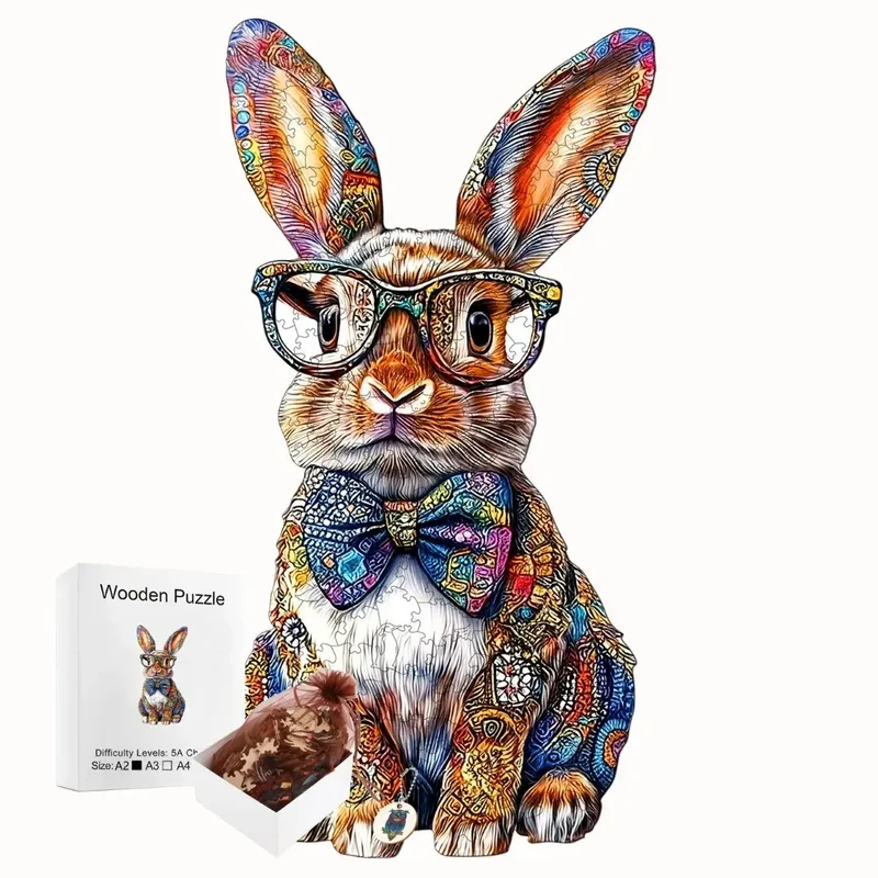 Puzzle Bois Lapin Coloré