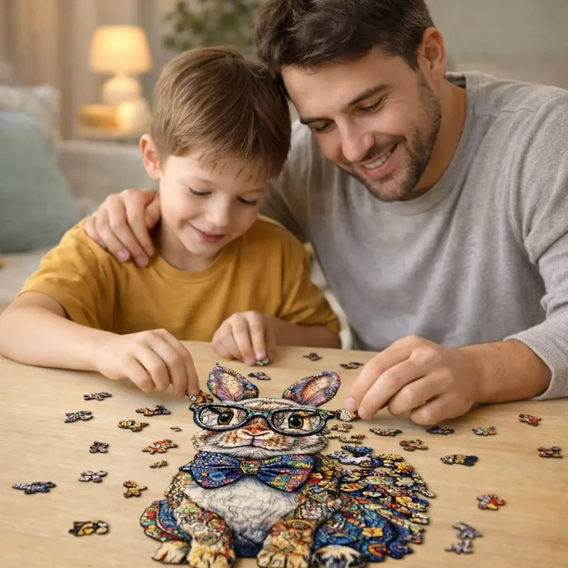 Puzzle Bois Lapin Coloré
