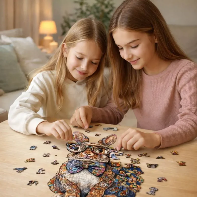 Puzzle Bois Lapin Coloré