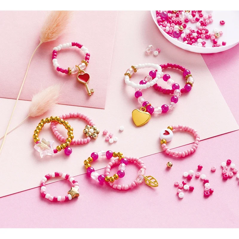 Janod - 10 bagues en perle à créer - Lovely - 5 ans+