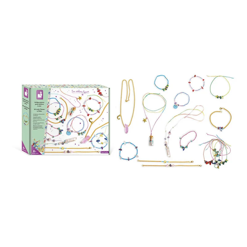 Janod - 16 Bijoux pierres Porte-bonheur à créer - kit créatif - 6 ans+