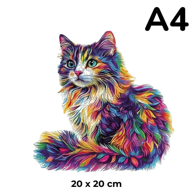 Puzzle Bois Chat Coloré