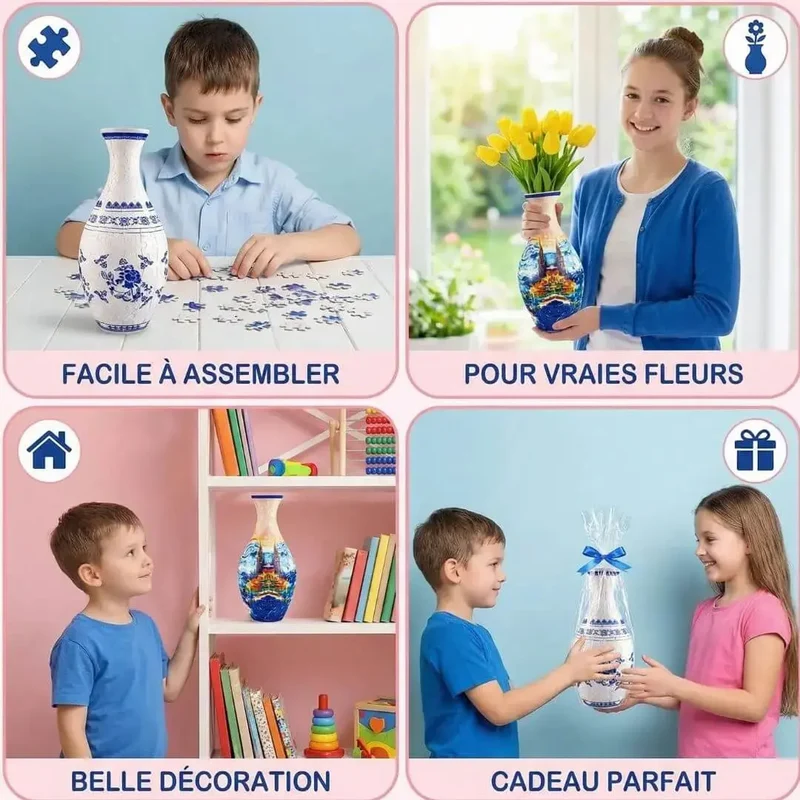 Puzzle 3D Vase – 160 Pièces Incurvées & Vase Fonctionnel