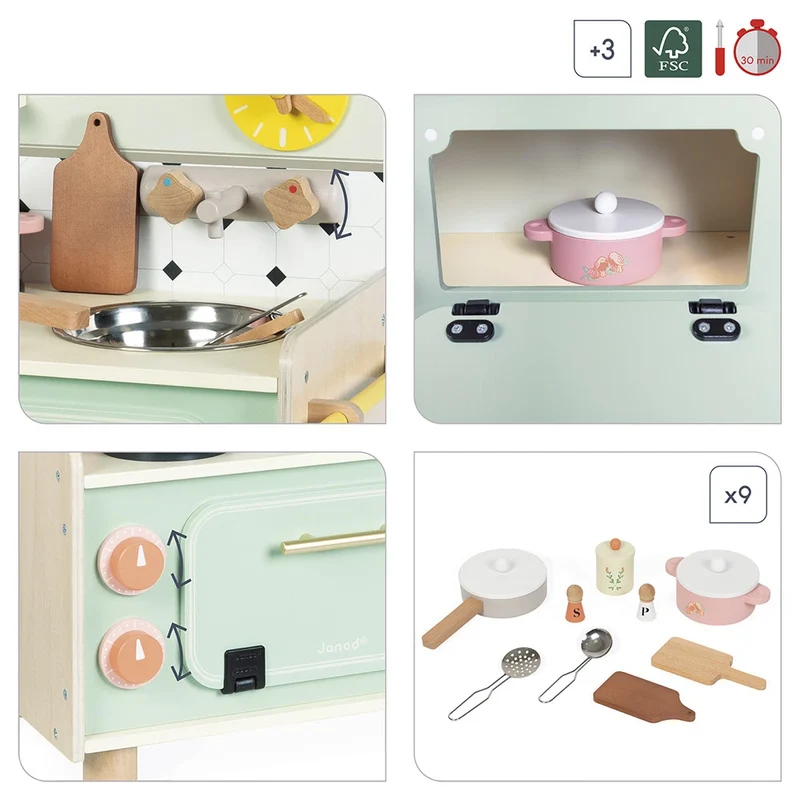 Janod - Petite cuisine en bois - Mamie Soleil 🧒2 ans+