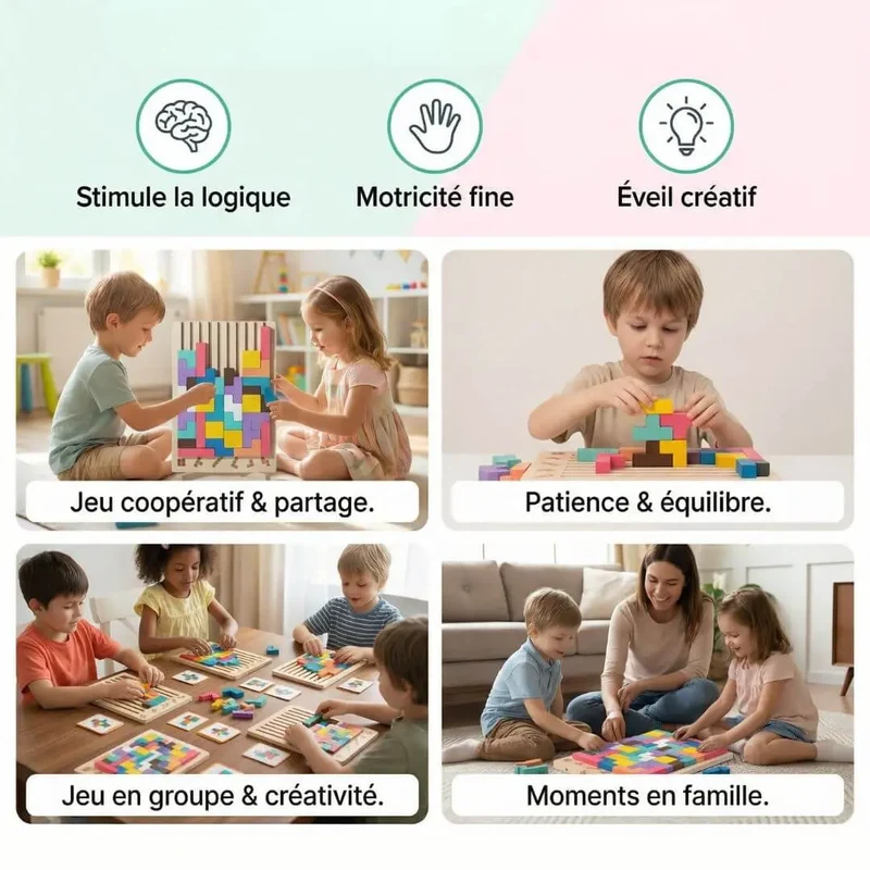 Puzzle 3D Bois – Jeu Éducatif Montessori Enfant dès 3 ans