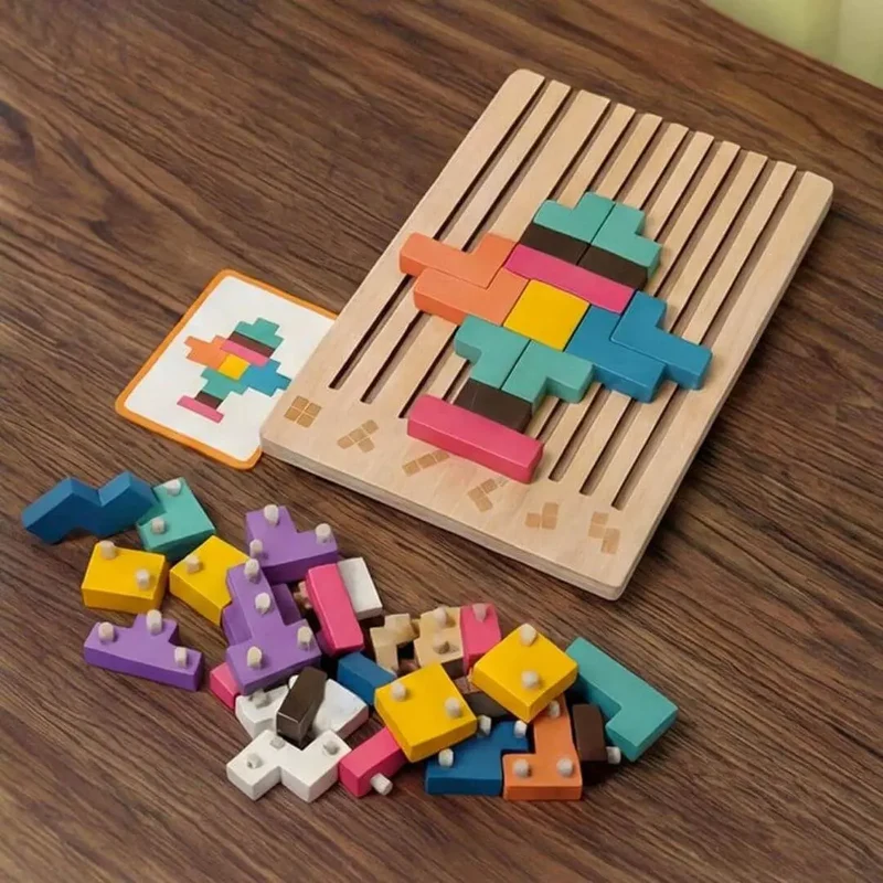 Puzzle 3D Bois – Jeu Éducatif Montessori Enfant dès 3 ans