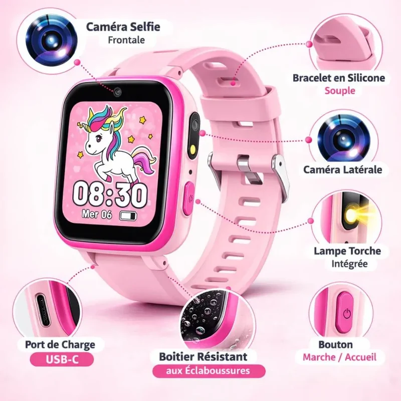 Montre Enfant avec Caméra HD – Jeux Éducatifs & Photos Amusantes