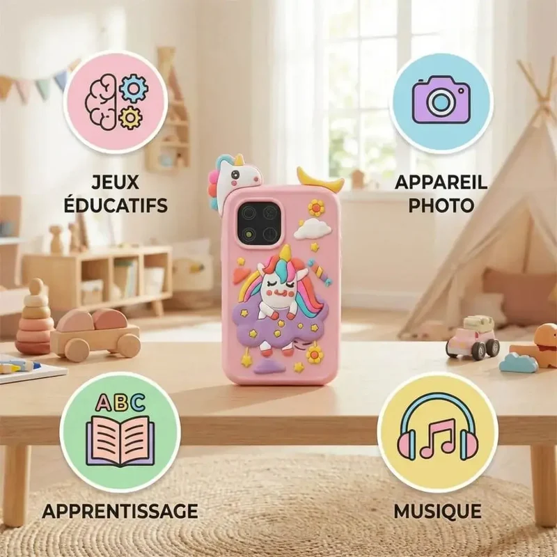 Smartphone éducatif enfant avec caméra – Jeux, musique et apprentissage