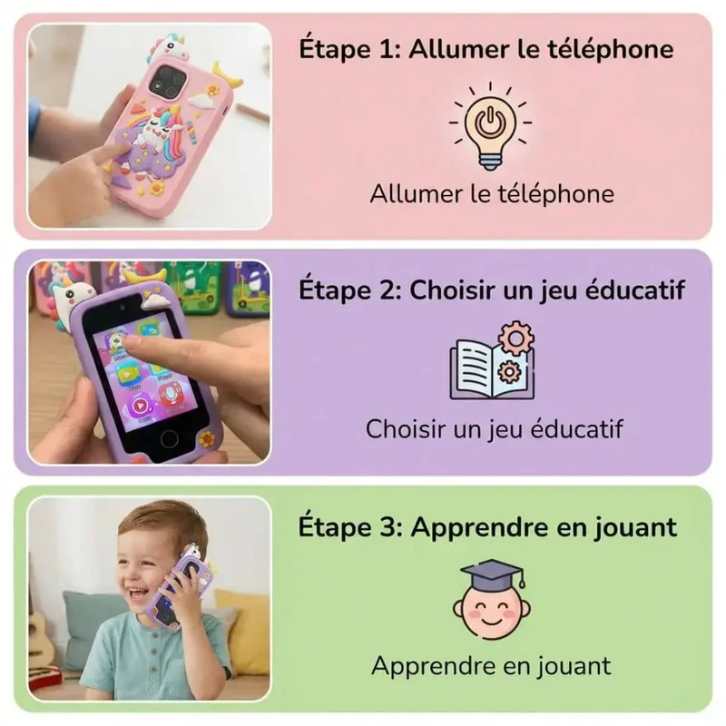 Smartphone éducatif enfant avec caméra – Jeux, musique et apprentissage