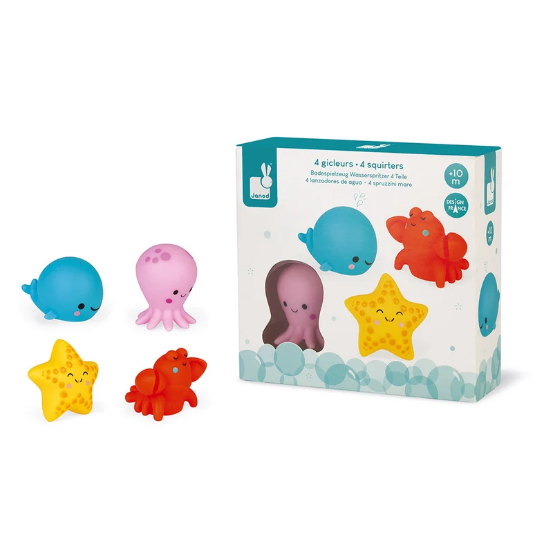 Janod - 4 Gicleurs pour le bain - Animaux de la Mer - 👶1 an+