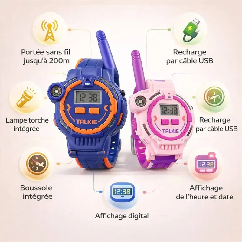 Montre Talkie Walkie Enfant Rechargeable – Communication Sans Abonnement