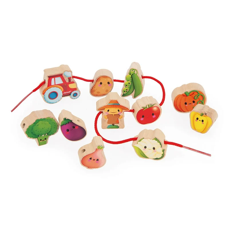 Janod - Perles à enfiler - Potager - Ferme - 2 ans+