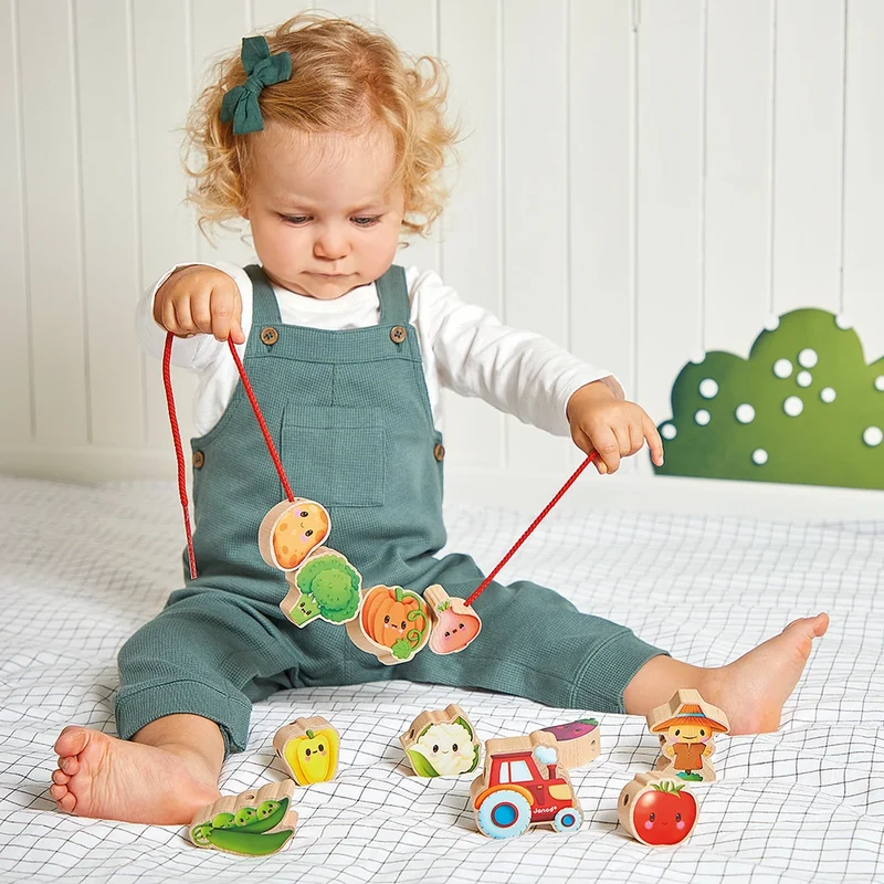 Janod - Perles à enfiler - Potager - Ferme - 2 ans+
