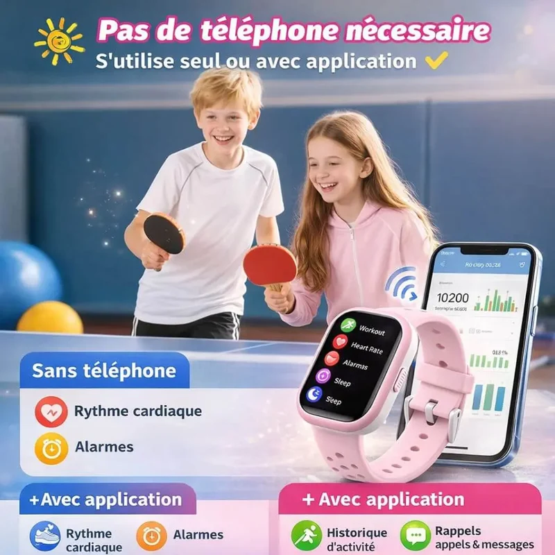 Smartwatch Enfant Sport Étanche IP68 – Suivi d'Activité & Sommeil