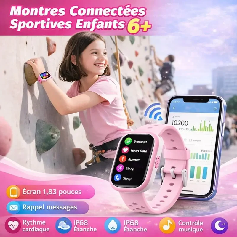 Smartwatch Enfant Sport Étanche IP68 – Suivi d'Activité & Sommeil