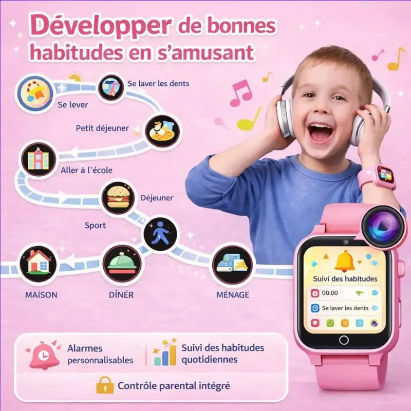 Montre Enfant Jeux Éducatifs 39 Jeux – Caméra HD & Contrôle Parental