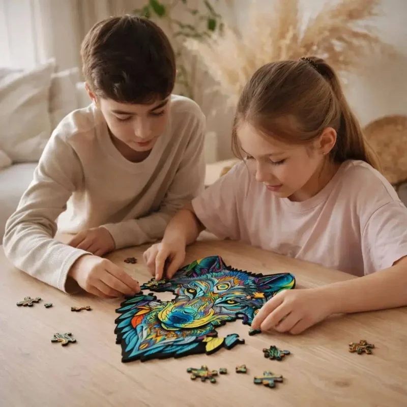 Puzzle en Bois Loup Majestueux