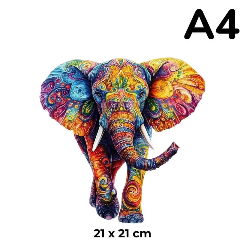 Puzzle en Bois Éléphant Coloré – ColorfulMind™