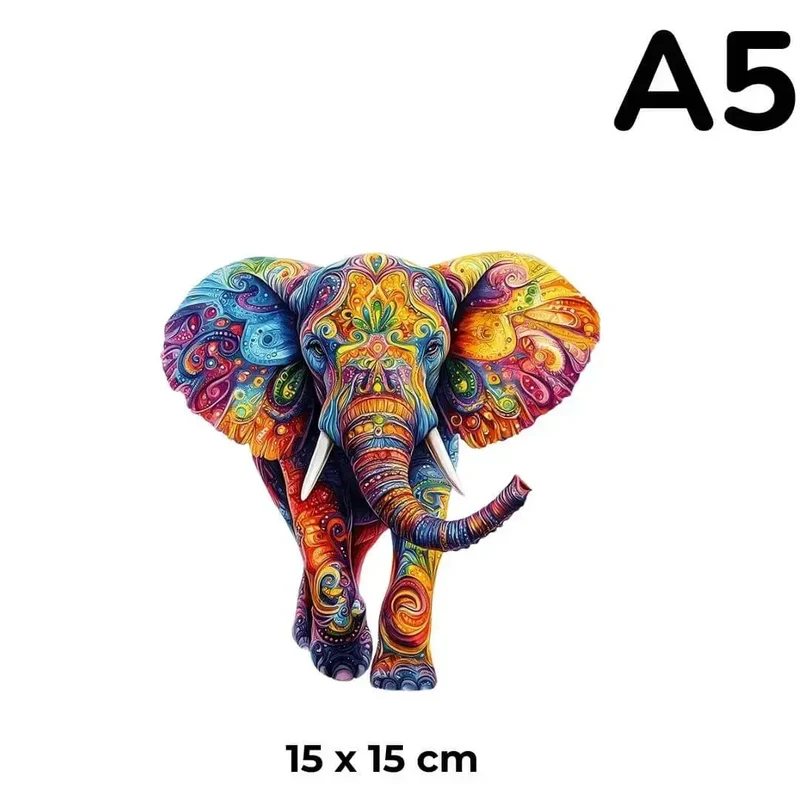 Puzzle en Bois Éléphant Coloré – ColorfulMind™