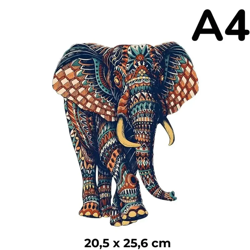 Puzzle Bois Éléphant Artistique – SavannaSpirit™