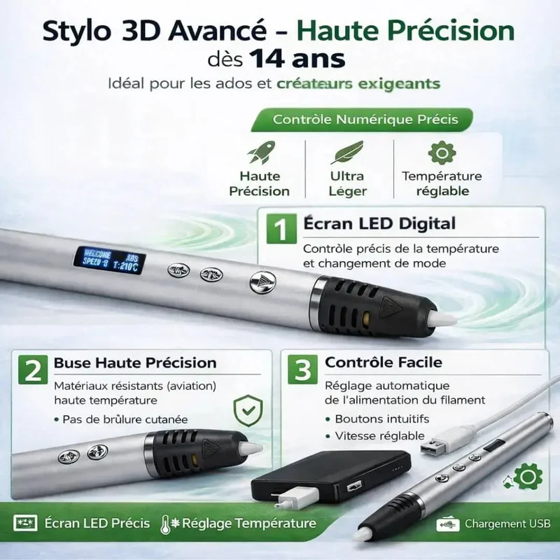Stylo 3D Avancé – Haute Précision dès 14 ans