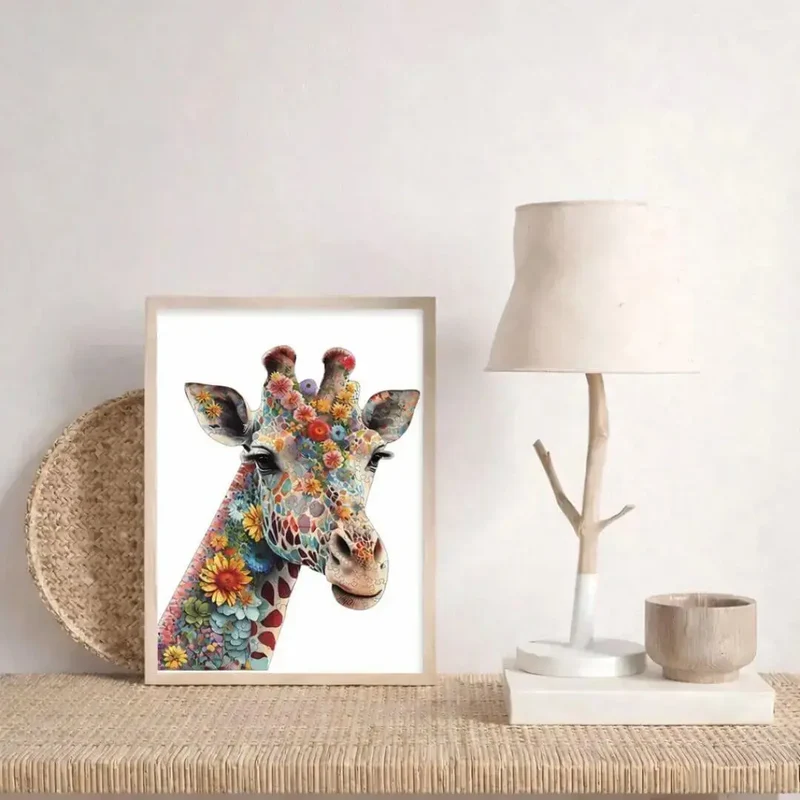 Puzzle en Bois Girafe Fleurie – Giraffika™