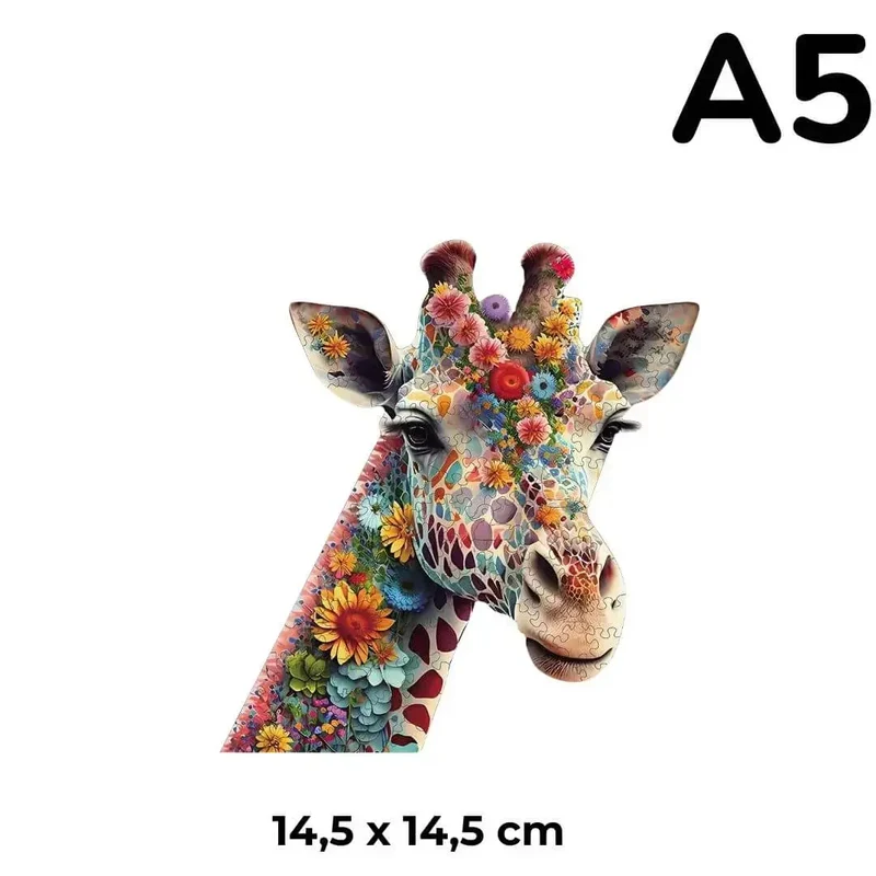 Puzzle en Bois Girafe Fleurie – Giraffika™